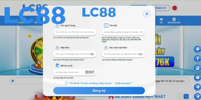 Thao tác đăng ký Lc88 trong 4 bước